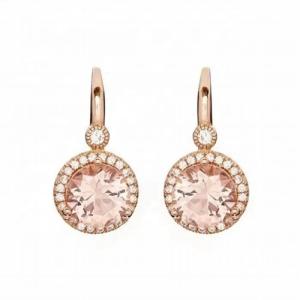 925 Sterling Silver Rose Gold Plated Morganite Flower Stud Earrings