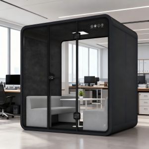 Quality Customized Meeting Room Booth High Sealing Modern Phone Booths Black for sale