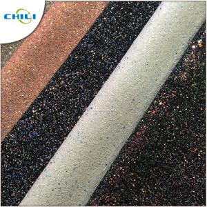 Flat Glitter Polyester Fabric Squares , Glitter Clothing Fabric Canvas Backing