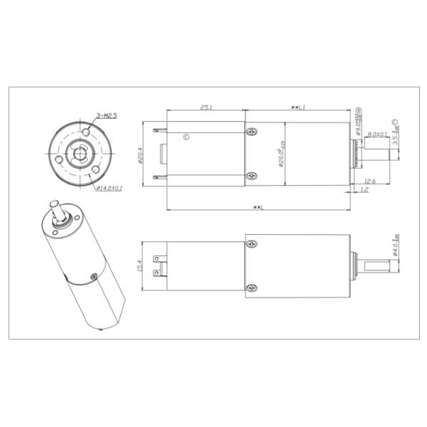 Low Noise Low RPM Small Planetary Gearbox DC Gear Motor 20mm 12V