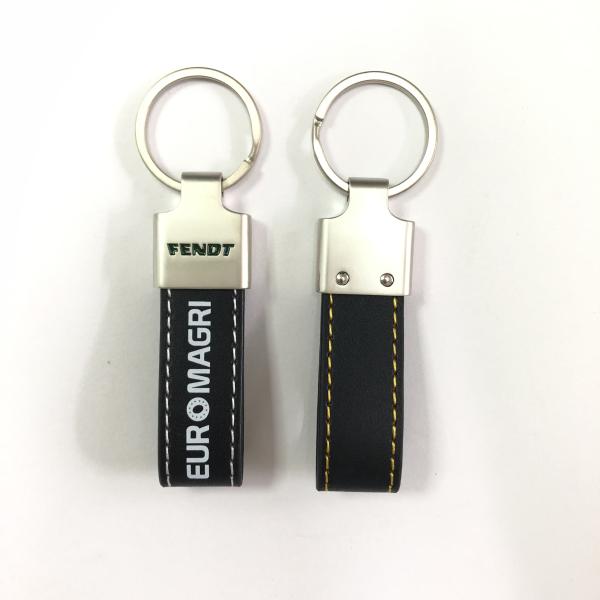 Real Leather Rectangle Key Chain Name Silk Screen Zinc Alloy Personalised Keychain