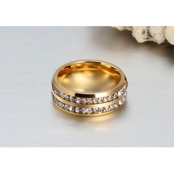 Wedding Stainless Steel Eternity Band Geometric 8mm With Cubic Zirconia CZ Inlay