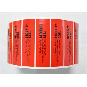 Glossy Red Tamper Evident Security Labelsl With Yellow Color Tampered Residue