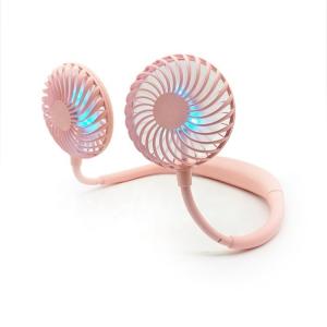 Rechargeable LED Light Hanging Neck USB Charging Mini Fan