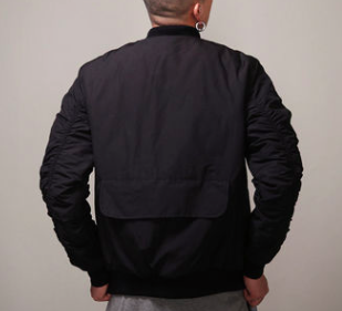 Metal Zipper Black Ma1 Bomber Jacket Mens 100% Polyester Machine Wash