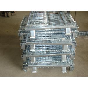 Collapsible wire mesh storage containers for warehouse rack