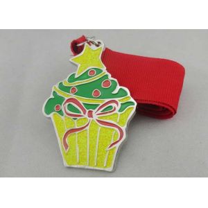 Christmas Gold Plating Enamel Medal With Soft Enamel And Yellow Glitte