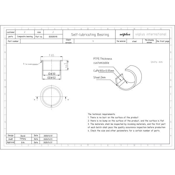 Composite oil - free self - lubricating bearings can be customized to CAD drawings
