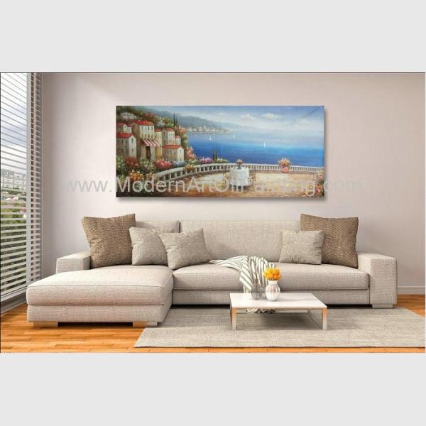 Buy Handmade Framed Mediterranean Landscape Paintings On Canvas Italy Cafe Senery at wholesale prices
