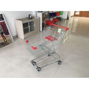 Red Wire Shopping Trolley With zinc plated clear coating 80L Asian Style