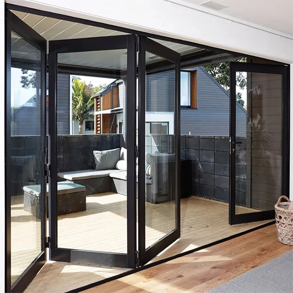 Aluminium Bi-fold Patio Folding Glass Doors Outswing Can Be Upgraded To Triplex