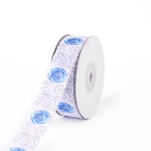 Floral ribbon roll polyester ribbon customized flower printing grosgrain ribbon