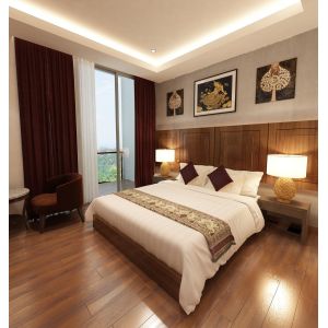 Quality OEM Hospitality Hotel Bedroom Furniture Modern Walnut Wood Finish for sale