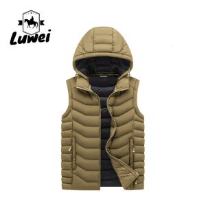 Custom Embroidered Windbreaker Hooded Sleeveless Utility Coat Thickened Men's