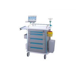 Medical Trolley With Cart Sundry Bin Central Lock Mute Wheels