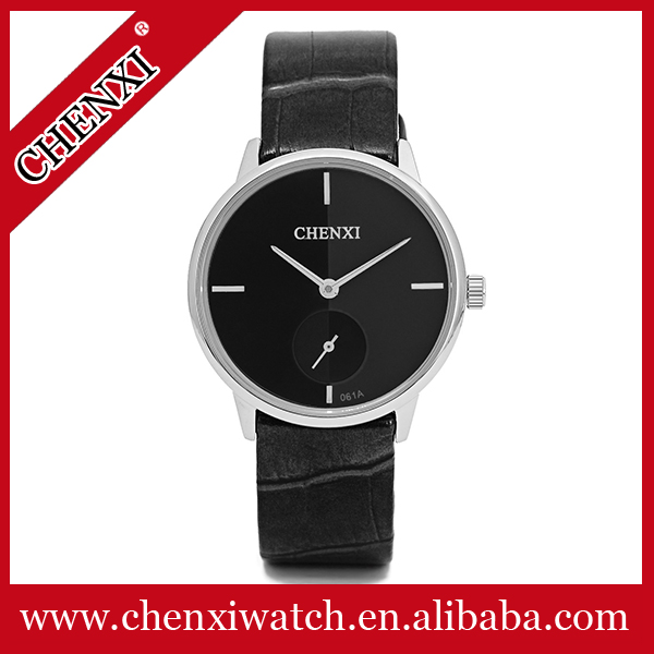 Buy Rose Gold Silver High Quality Leather Watch Original Quartz Watch Man Stainless Steel Caseback CHENXI Watch at wholesale prices