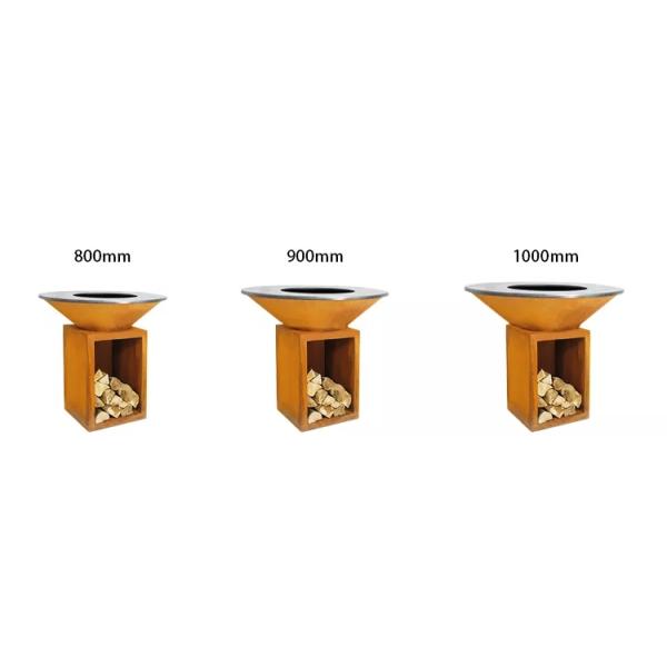 100cm Outdoor Cooking BBQ Corten Steel Fire Bowl Barbecue Grill