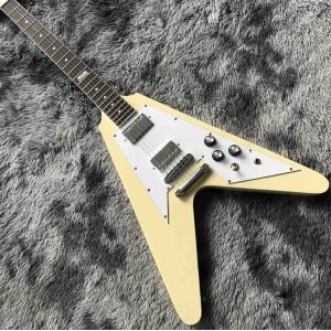 Custom Grand V Shaped Electric Guitar in Cream White