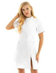 Medical Hospital Uniform Coverall White Nurse Uniform Dress