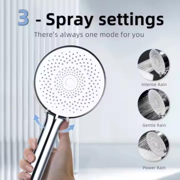 Round Shape Handheld High Pressure Bathroom Hand Held Shower Head With Easy To Clean Silicone Jets