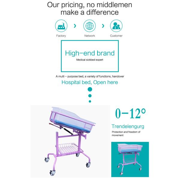 Factory Single Function Stainless Steel Infant Medical Bed Plastic Baby Hospital Bed Newborn Pediatric Crib for Sale