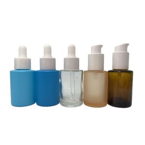 Round 2oz 4oz Clear Glass Dropper Bottles Frosted Electroplating Surface