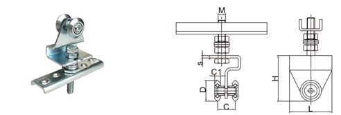 1.5" Hanging Sliding Door Fittings Roller Rail System With Bend Plate Galvanized Steel