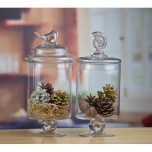 Bird Handle Glass Canister With Lid