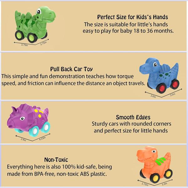 Friction Power Carrier Truck Pull Back Dino Car Dinosaur Car Toy for Kids and Toddlers
