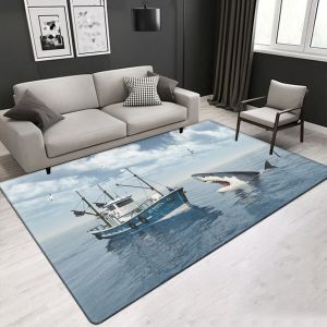 Ocean Pattern Landscape 3D Printed Polyester Fiber Living Room Carpet Bedroom Area Rugs