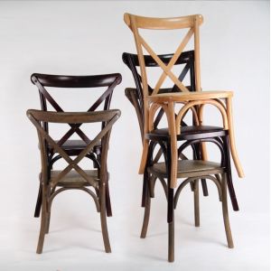 Customized Designs Nordic Modern Rattan Cross Back Stackable Solid Wood Banquet