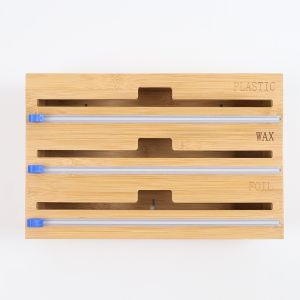 Rectangle Wall Mount 3 In 1 Kitchen Wrap Dispenser Bamboo Aluminum Foil Magnetic