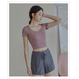 New Design Big Neck Short Sleeve Big Neck Crop Top T Shirts