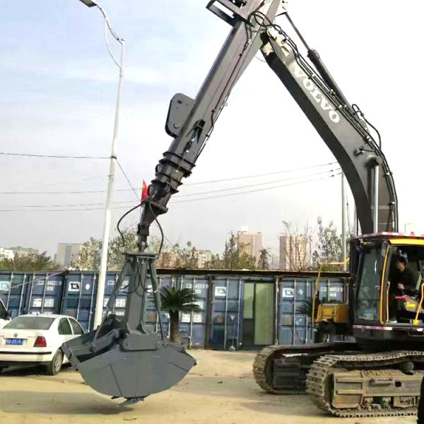 Excavator Telescopic Dipper Boom with Clamshell Bucket for PC300 PC400