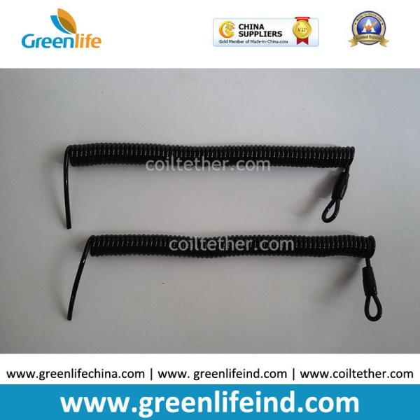 Custom Attachments Solid Black PU Covered Extendable Plastic Spiral Safety