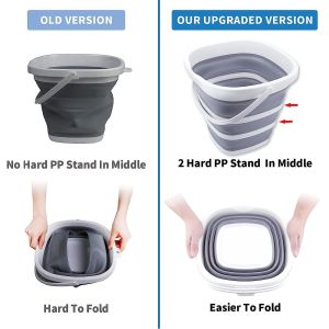 Collapsible Plastic Bucket with 1.32 Gallon (5L) Each, Foldable Round Tub, Space