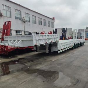High Strenth Lowboy Semi Trailer 60 80 100 Tons with ABS Anti-lock Braking