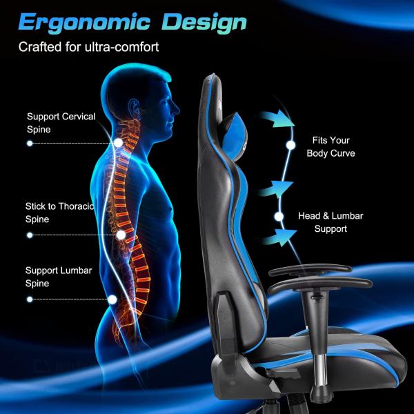 Adjustable Ergonomic Racing Gaming Chair with Lumbar Support and Height Adjustment
