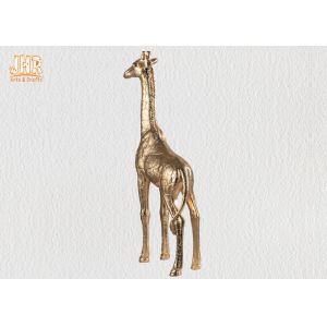 Gold Leaf Fiberglass Giraffe Sculpture Standing Animal Figurines Table Statue