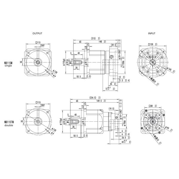 Custom Planetary Speed Reducer Hollow Output Shaft Gearbox Low Backlash