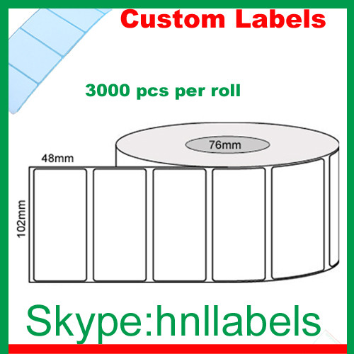 Thermal Transfer Labels 102mmX48mm/1 Plain Poly Roll Perm Perf 3,000Lpr, 76mm