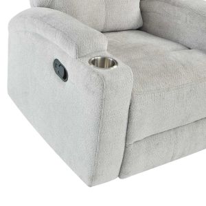 Recliner Chair with Stainless Steel Cup Holders, Gray Fabric