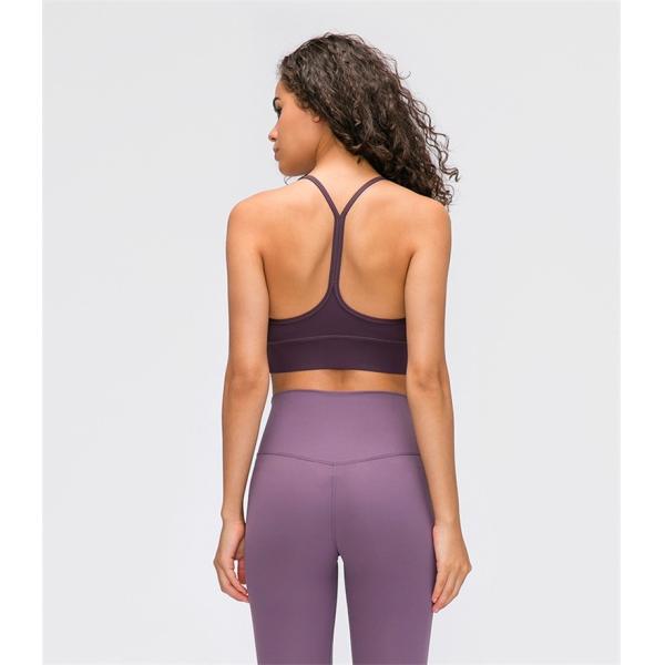 Flow Y Back Solid Color Sports Bra Pro Skin Widened Hem For Running Yoga Gym