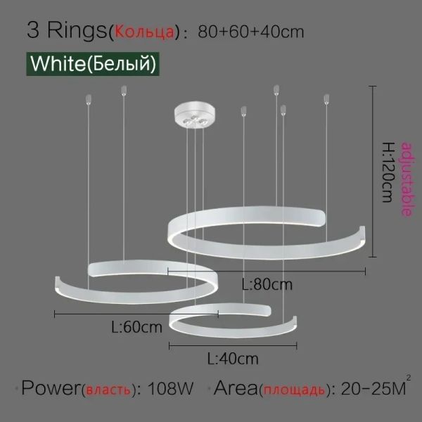 Mininalist Circle Rings Ceiling Chandeliers Hanging Pendant Lighting Aria Multi Light Chandelier（WH-AP-619）