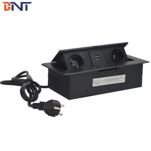 Flushed mounting office table desktop pop up socket box with French power outlet