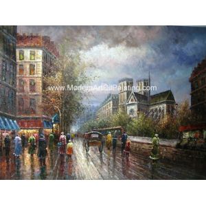 Palette Knife Paris Oil Painting Paris Street Thick Oil 50 cm x 60 cm For cafes