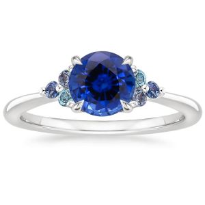 China Sapphire Indigo Melody RingSet with 6mm Premium Blue Round Sapphire on sale