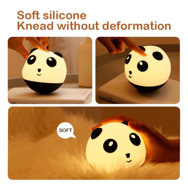 Panda Silicone Night Light Touch-sensitive USB Rechargeable 7 Colors Kid's Bedroom LED Table Lamp