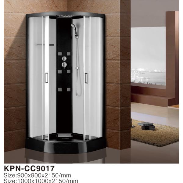 Buy Customized Glass Shower Cabin with Black Painted Glass Back Wall at wholesale prices