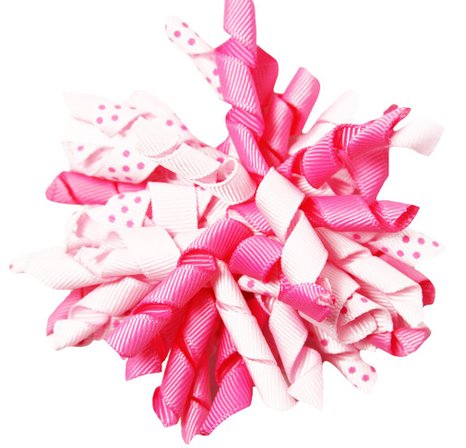 Colorful 4.5" Grosgrain with dot Curling / Curly Ribbon bow for Korker Hair Bow Clips